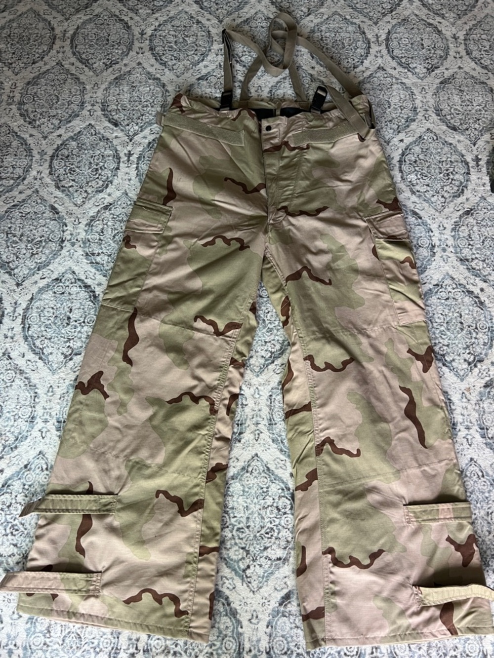 USGI Desert Military Desert  Camo chemical protective Cargo Pants w/ Suspenders